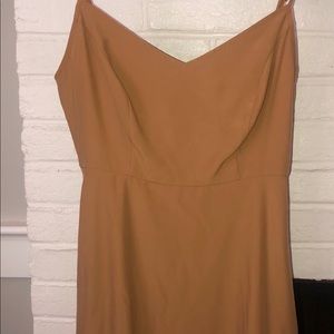 Mustard color simple dress, elegant